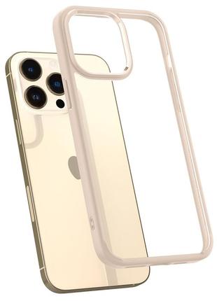 Чехол оригинальный противоударный spigen ultra hybrid crystal acs04819 для iphone 14 pro max (6.7") sand beige1 фото