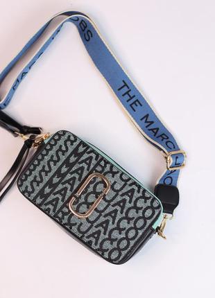 Женская сумка marc jacobs logo turquoise/black, женская сумка, марк джейкобс бирюзового/черного цвета2 фото