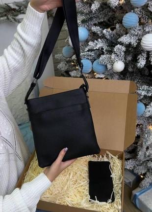 Подарочный набор luxury box 2 из кожи: мужская сумка + кошелек-клатч3 фото