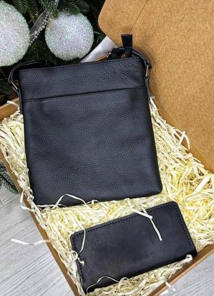 Подарочный набор luxury box 2 из кожи: мужская сумка + кошелек-клатч9 фото