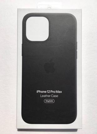 Оригинальный кожаный чехол apple leather case magsafe mhkm3zm/a для iphone 12 pro max (6.7") black2 фото