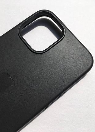 Оригинальный кожаный чехол apple leather case magsafe mhkm3zm/a для iphone 12 pro max (6.7") black6 фото