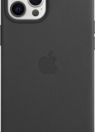 Оригинальный кожаный чехол apple leather case magsafe mhkm3zm/a для iphone 12 pro max (6.7") black1 фото