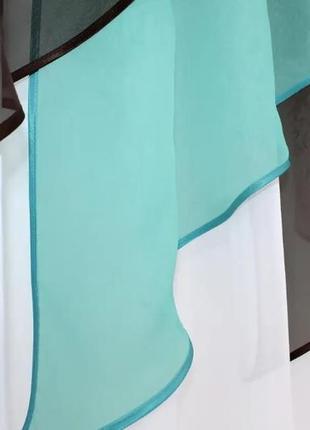 Кухонний тюль арка (270х170см) з ламбрекеном. колір білий з бірюзовим та венге4 фото