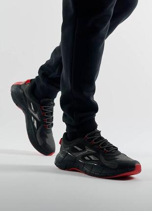 Мужские кроссовки reebok zig kinetica black red, мужские текстильные кеды рибок черные, мужская обувь