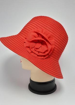 Шляпа женская летняя с цветком пудра 56 раз.