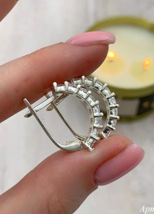 Комплект набор серьги+кольцо серебро 925 пробы с фианитами размеры 14-244 фото