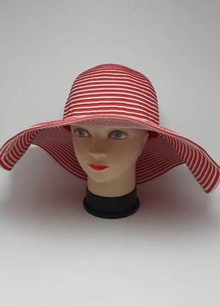 Шляпа хлопок полосатая красная с белым 56-57.