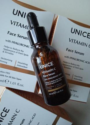 Сироватка для обличчя unice з гіалуроновою кислотою та вітаміном с