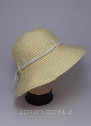 Шляпа женская канат с регулированием размера шик желтая1 фото