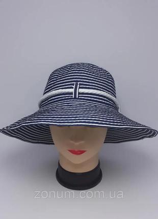 Шляпа женская канат с регулированием размера шик темно -синяя.1 фото