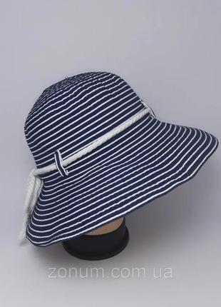Шляпа женская канат с регулированием размера шик темно -синяя.3 фото