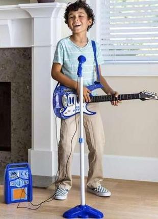 Дитяча гітара + мікрофон + підсилювач kruzzel 22409 синя7 фото
