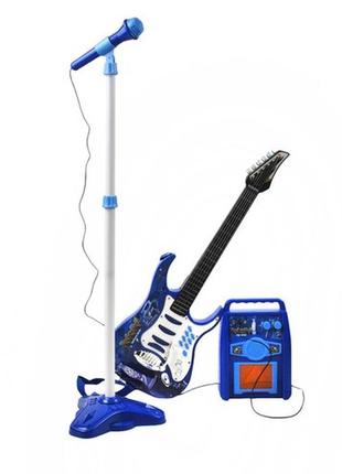 Дитяча гітара + мікрофон + підсилювач kruzzel 22409 синя2 фото