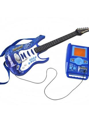 Дитяча гітара + мікрофон + підсилювач kruzzel 22409 синя3 фото