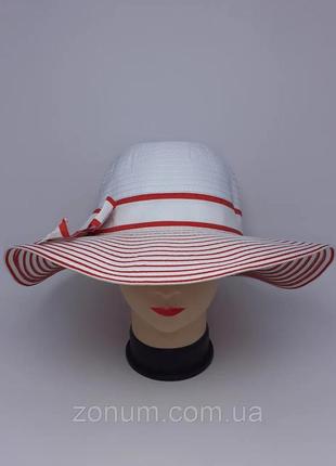 Шляпа хлопок с аккуратным бантом шик красная+белая.