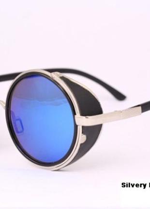 Ретро стиль мужские женские солнцезащитные очки сильвер-блю1 фото