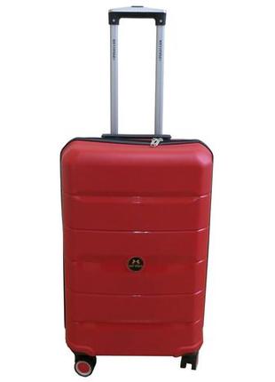 Средний чемодан из полипропилена на колесах 60l my polo, турция красный