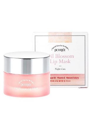 Нічна маска для губ з вітаміном е й олією камелії petitfee oil blossom lip mask 15 g