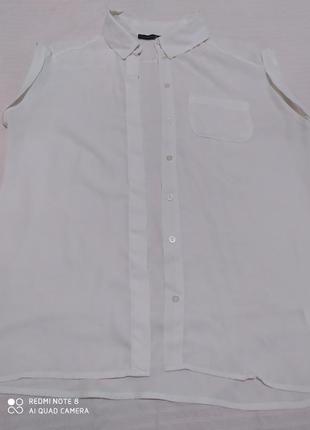 Белая шифоновая блузка безрукавка1 фото