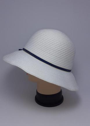 Шляпа женская морская лен  55-56 lu feng белая.2 фото
