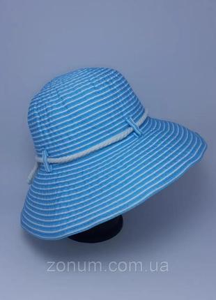 Шляпа женская канат с регулированием размера шик голубая1 фото