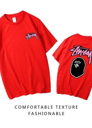 Футболка stussy&bape. футболка стуссі бейп. s-3xl7 фото