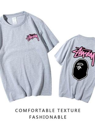 Футболка stussy&amp;bape. футболка стусси бейп. s-3xl5 фото