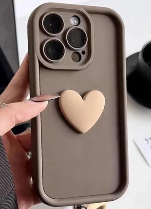 Мягкий силиконовый чехол для телефона с 3d сердечком для iphone  14  pro