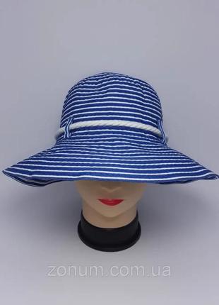 Шляпа женская канат с регулированием размера шик синяя3 фото