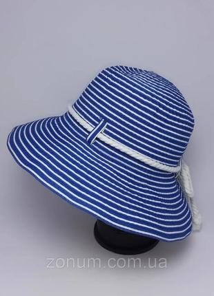 Шляпа женская канат с регулированием размера шик синяя4 фото