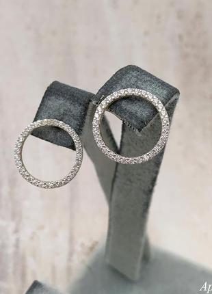 Комплект набір сережки+ланцюг з підвіскою срібло 925 проби з фіанітами2 фото