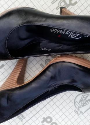 Туфли лодочки черные натуральная кожа clarisse 36 размер 22,5 см