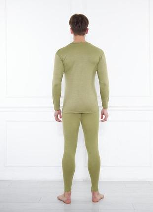 Комплект чоловічої термобілизни olive (кофта + штани термо)5 фото
