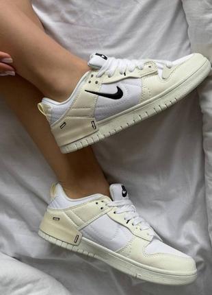 Натуральні шкіряні кросівки nike sb dunk low disrupt dark beige.