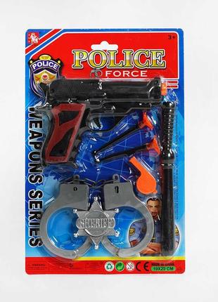 Поліцейський набір 2222-04 пістолет, наручники, свисток, патрони, палиця, значок, на листі
