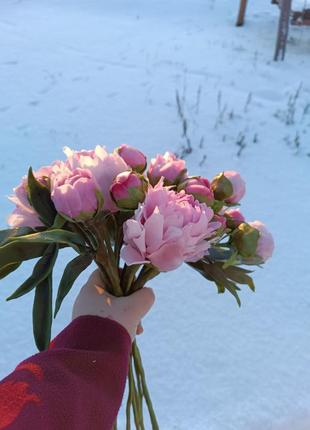 Ручна робота півонії рожеві з холодної порцеляни.  квіти які не зів'януть )1 фото