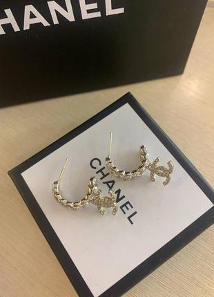 Брендові сережки шанель/chanel, позолота