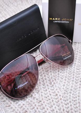 Фирменные солнцезащитные очки капля с боковой шорой marc john polarized mj07824 фото