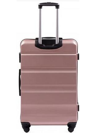 Дорожный прочный чемодан розовое золото на 4 колесах пластиковый wings at01 размер s ручная кладь розовый2 фото