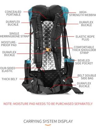 Рюкзак туристичний 3f ul gear 40 + 16л ультралегкий для трекінгу. сірий. вага: 850г