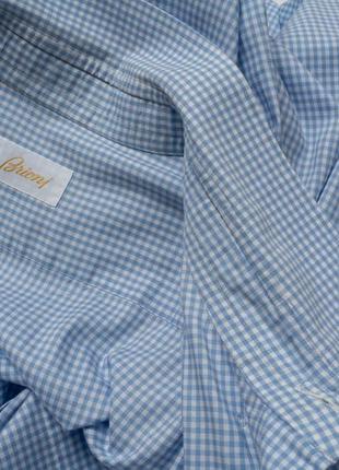 Brioni&nbsp; blue check shirt&nbsp;&nbsp;мужская рубашка8 фото