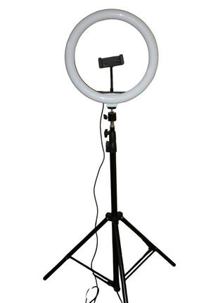 Кільцева лампа для візажиста led лампа зі штативом 2,1 метра 30 см набір блогера1 фото