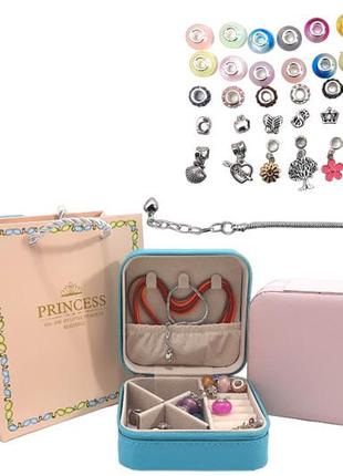 Набір намистин для браслетів та підвісок пандора з подарунковою коробкою скринька набір для створення прикрас