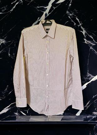 Tommy hilfiger 80’s two ply cotton slim fit синя сорочка в полоску 41   16