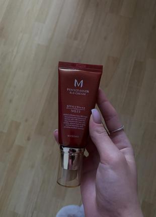 Bb-крем для обличчя missha m perfect cover bb cream spf 42/pa +++, 13 bright beige, 50 мл2 фото