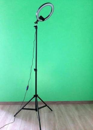 Професійна кільцева лампа 26 см + стійка штатив 2 м. набір для блогера led кільце світло1 фото