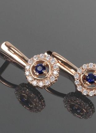 Женские серьги из красного золота с синими камнями