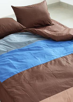 Двухспальный комплект постельного белья шоколадного цвета из ренфорса1 фото