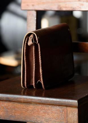 Кожаная коричневая женская этно сумка ручной работы  observo 2972 фото